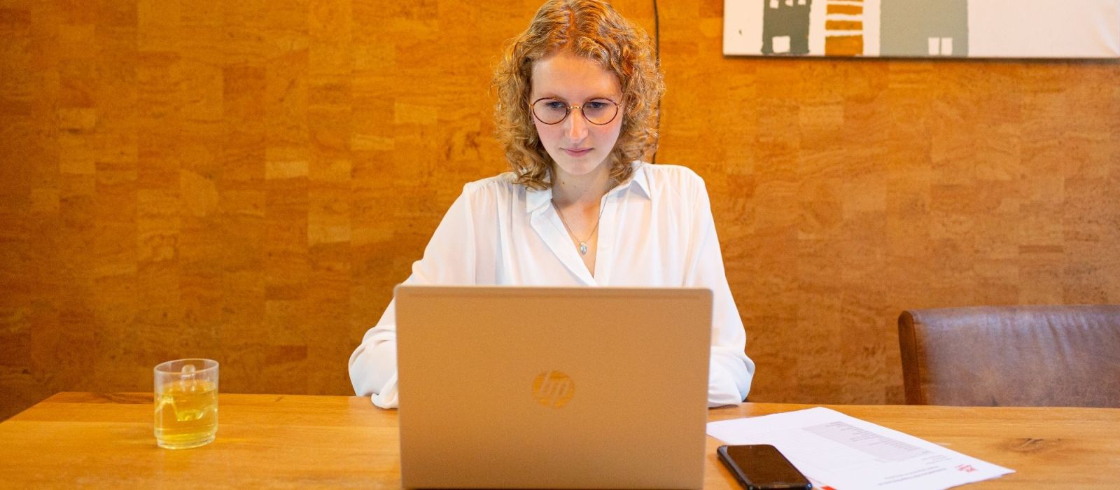 Medewerker van Ipse de Bruggen achter een laptop