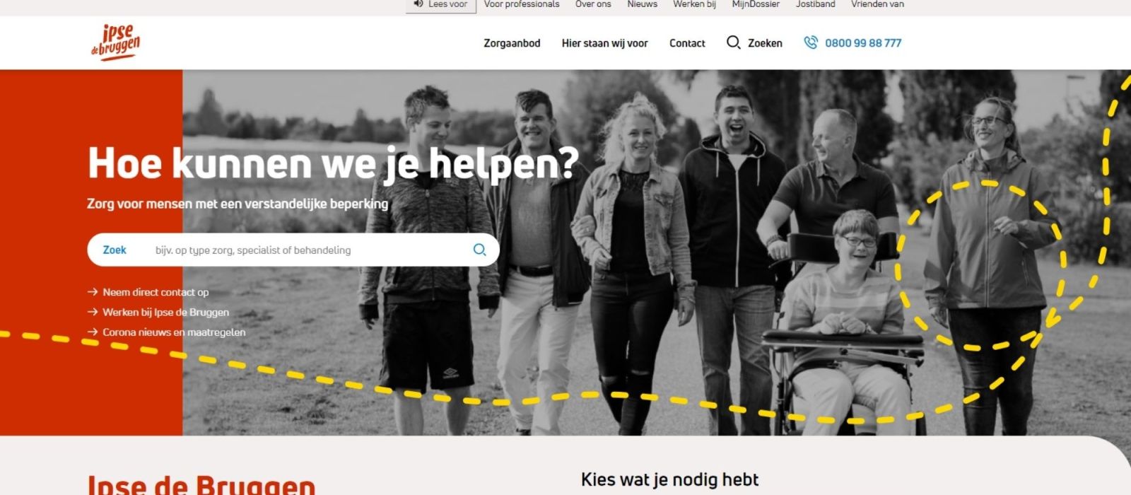 Impressie van de nieuwe website van Ipse de Bruggen